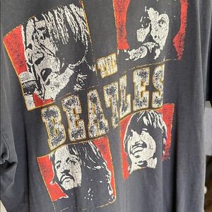 Gray Blue Graphic Beatles T-Shirt